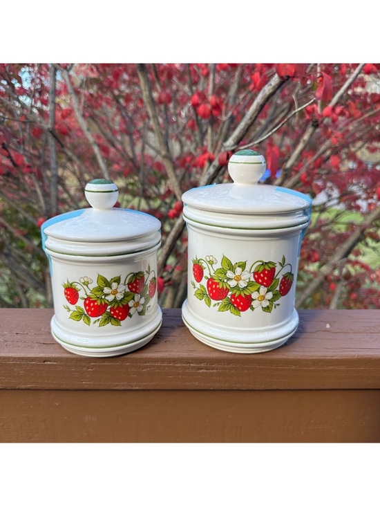 Sears Roebuck Other - (2) Vintage Sears Roebuck "Strawberry Fields" ceramic canisters